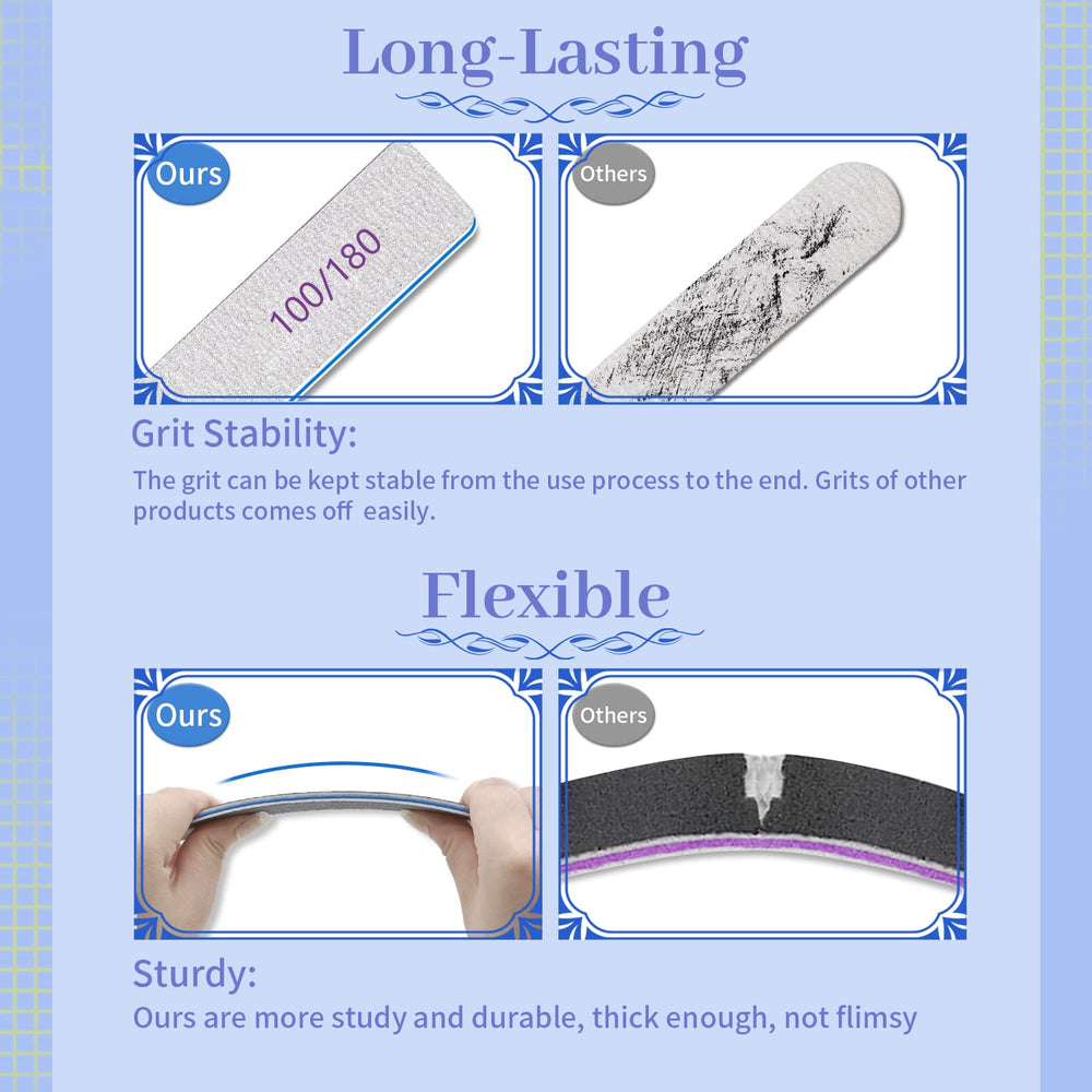 BLESWIN nail files with easy-grip square handle for comfortable filing.