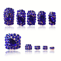 BLGTGH Diamond press on nails include jelly glues for quick adhesion.