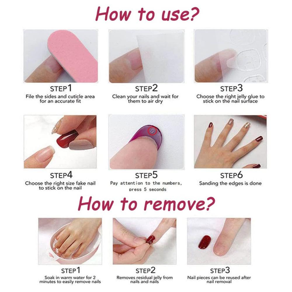 BLGTGH Diamond press on nails include a nail file and wood stick for shaping.