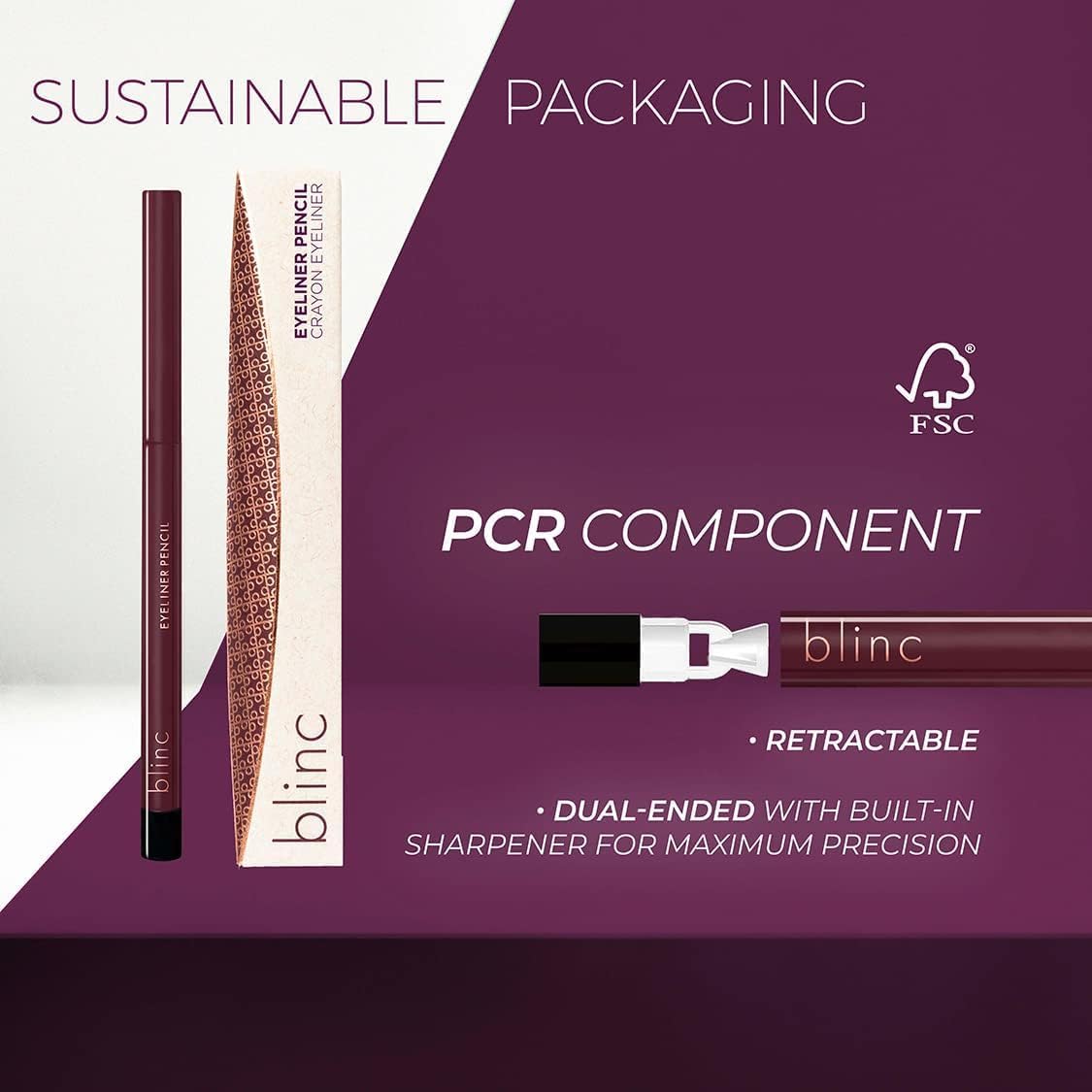 blinc Eyeliner Pencil waterproof formula for long-lasting wear on lids and waterline.