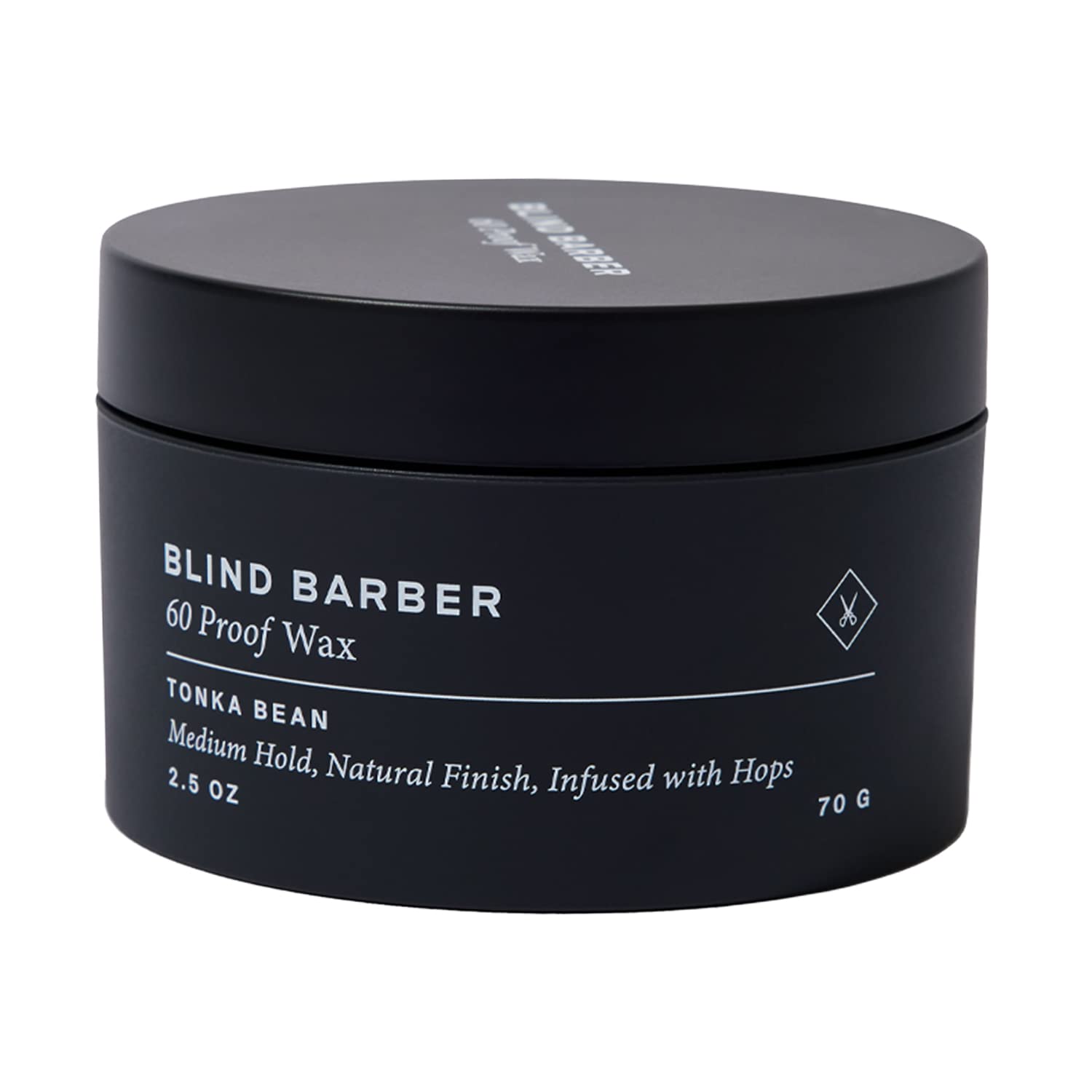 Blind Barber 60 Proof Hair Wax bottle showing water-based formula for easy rinse.