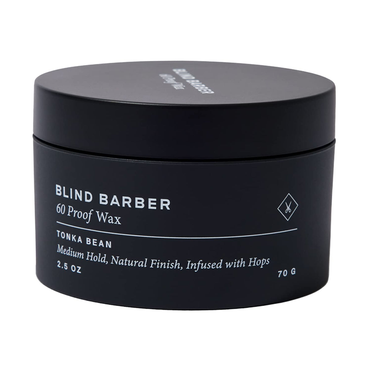 Blind Barber 60 Proof Hair Wax bottle showing water-based formula for easy rinse.