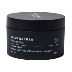 Blind Barber 60 Proof Hair Wax bottle showing water-based formula for easy rinse.