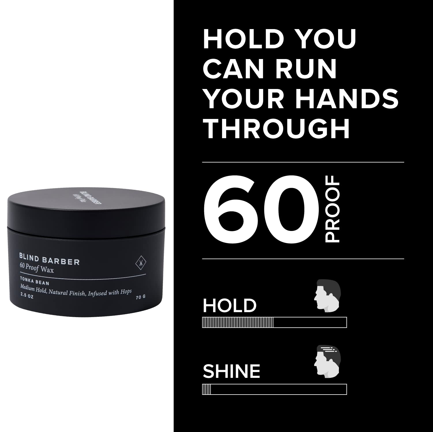 Blind Barber hair being styled with medium hold and light shine.