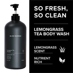 Blind Barber hops extract ingredient label highlights conditioning boost for thicker-looking hair.