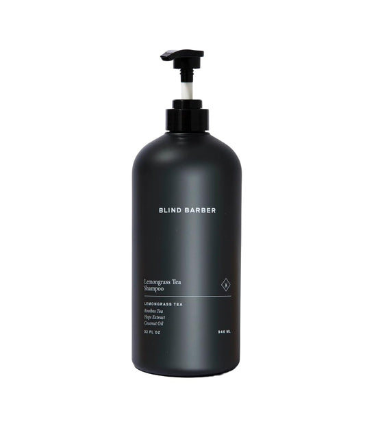 Blind Barber lemongrass tea shampoo bottle front for a refreshing daily cleanse.