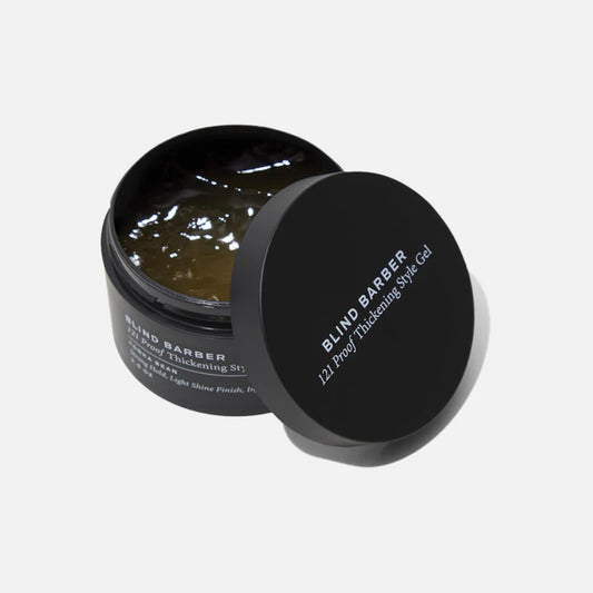 Blind Barber 121 Proof hair application demonstrating volume and hold