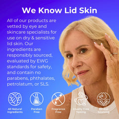 Applying Blinkjoy Restorative Under Eye Balm before bed for a refreshed-looking under-eye area.
