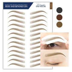Bliss and Beyond USA brow microblading stroke close-up showing natural hair-like texture.