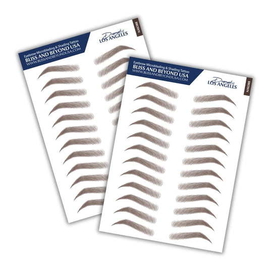 Bliss and Beyond USA eyebrow tattoo; dramatic Los Angeles brow in brown for bold daily wear