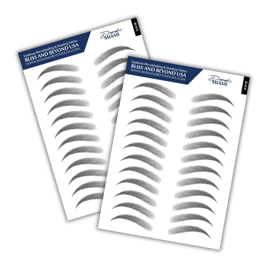Bliss and Beyond USA waterproof eyebrow sticker close-up for dramatic Miami black brows that last