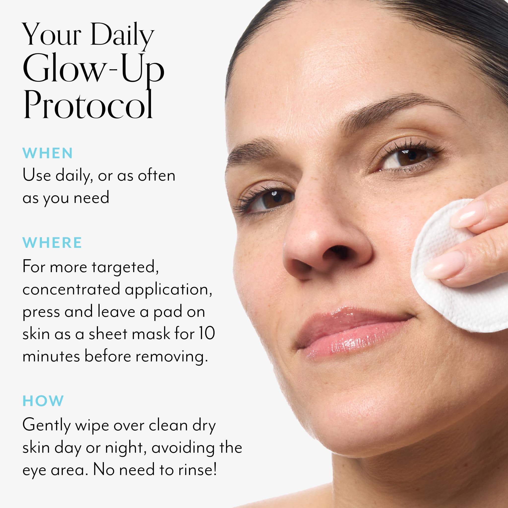 Bliss Bright Idea pads resting on skin as a leave-on brightening sheet mask