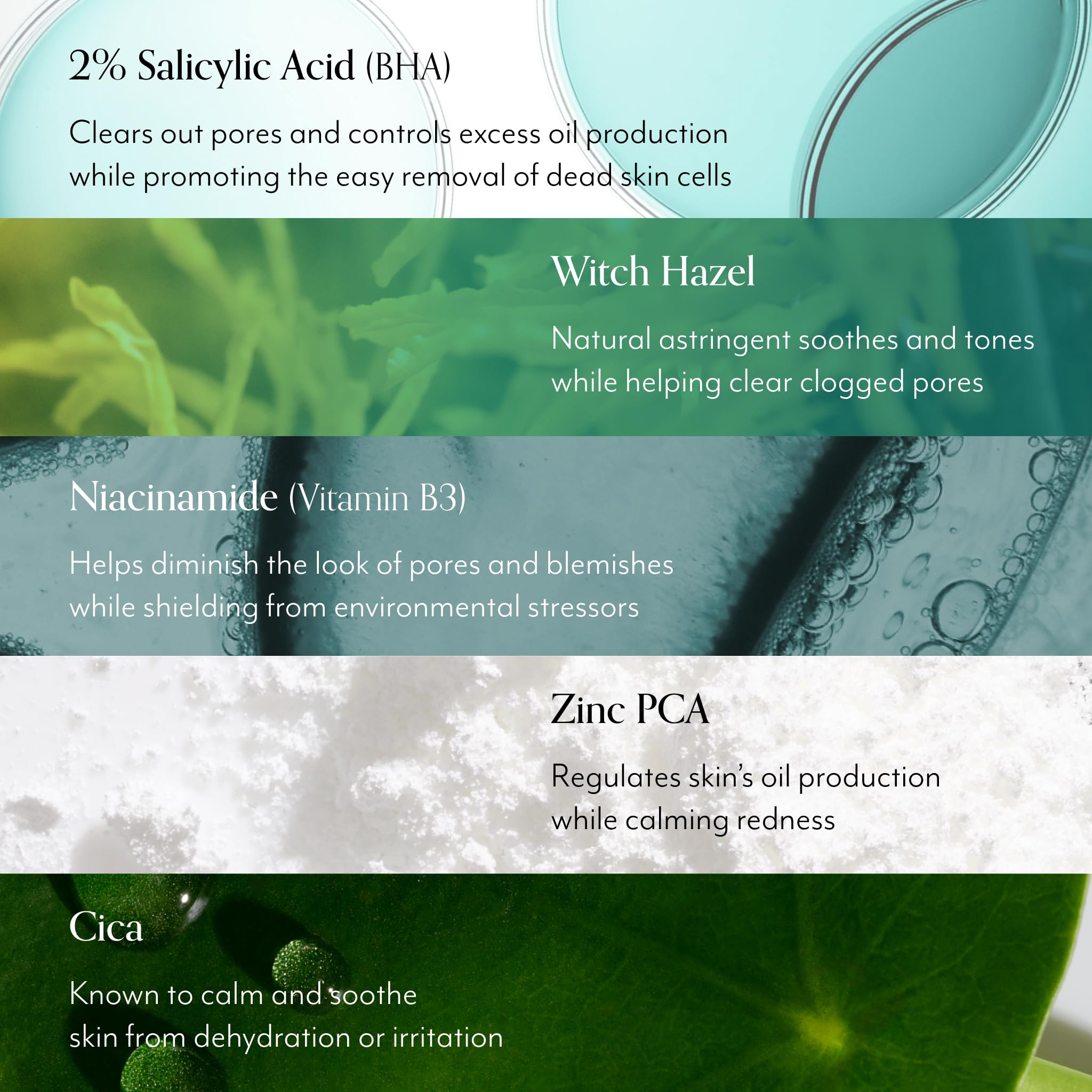 Bliss Clear Genius ingredients display featuring salicylic acid and niacinamide.