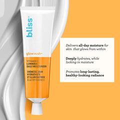 Bliss Glow Rush cream texture close-up shows smooth, nourishing formula
