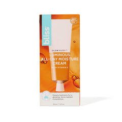 Bliss Glow Rush jar close-up texture reveals a non-greasy, breathable finish