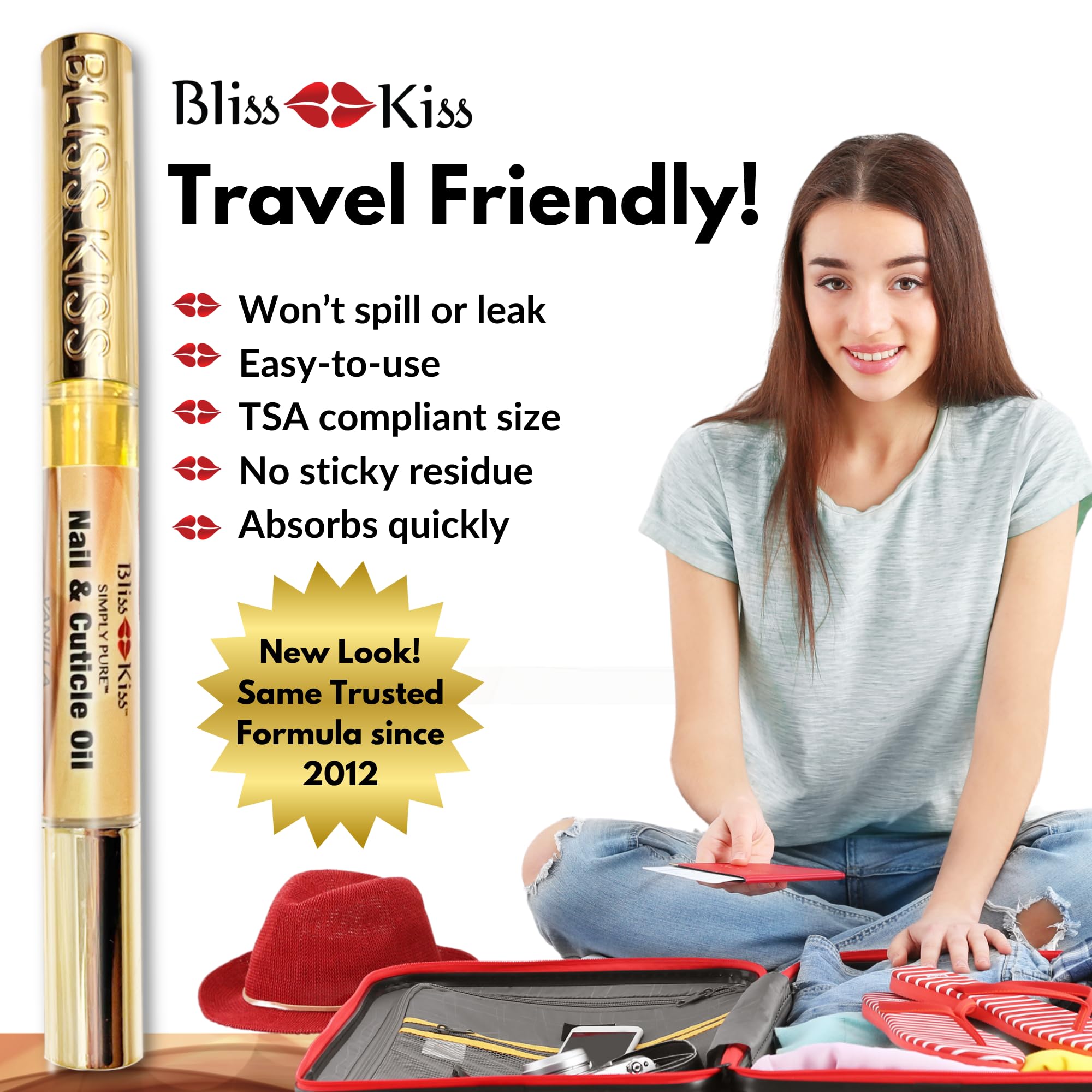 Vitamin E and jojoba nourish nails with Bliss Kiss oil pen.