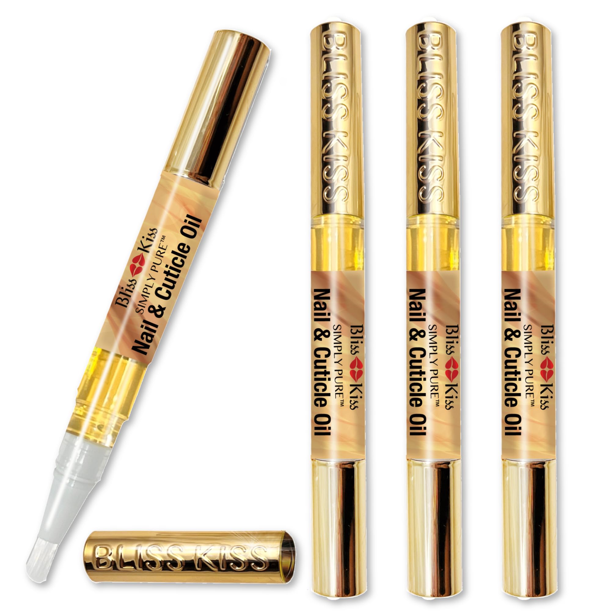 Bliss Kiss Simply Pure Nail Oil Pen packaging for mess-free cuticle care.