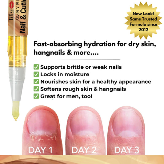 Close-up of Bliss Kiss Simply Pure Nail Oil Pen tip for precise application.