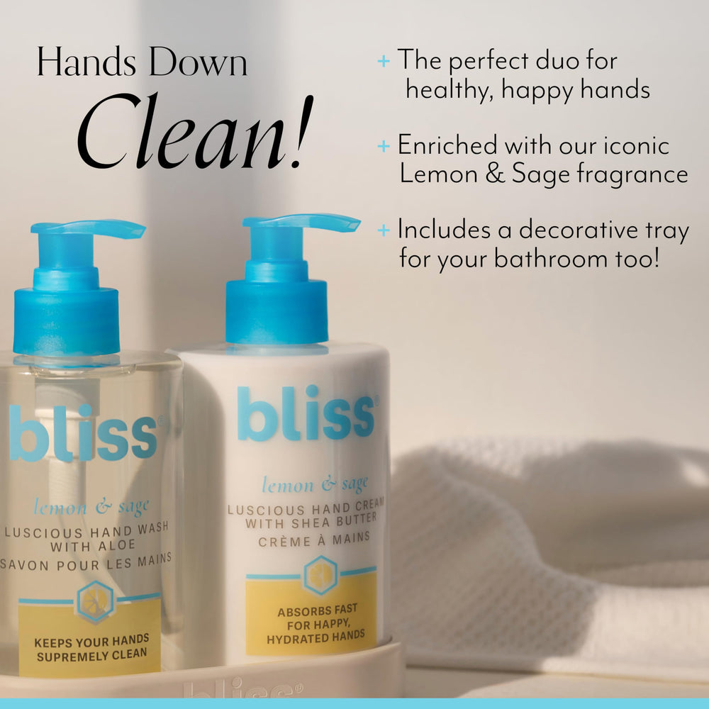Bliss Lemon & Sage Hand Cream tube delivering rich hydration for soft hands.