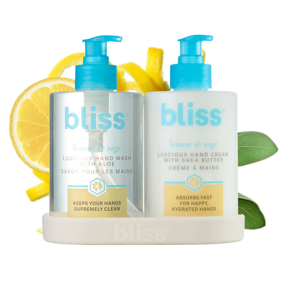 Bliss Lemon & Sage Hand Wash bottle with citrus scent refreshes skin.