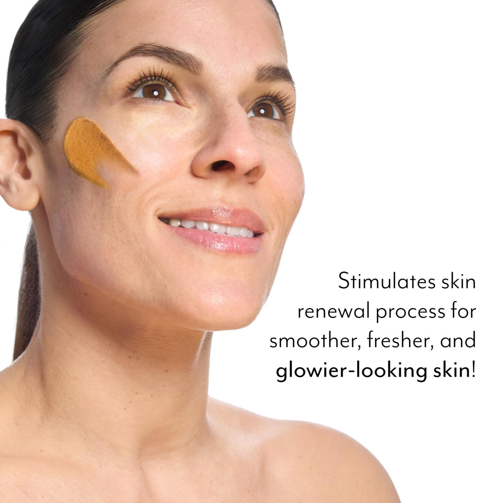 Bliss Pumpkin Powerhouse Mask exfoliation action highlights smoother texture