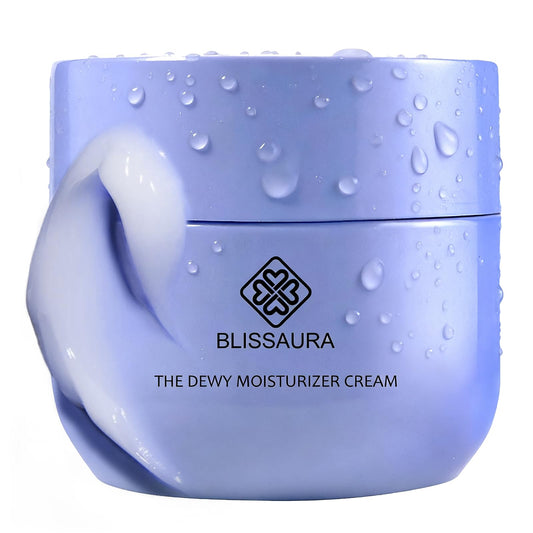 BlissAura Dewy Skin Cream bottle delivering feather-light hydration for daily skincare.