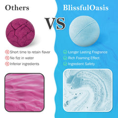 BlissfulOasis bath bomb dissolves in about five minutes for a spa-like experience.