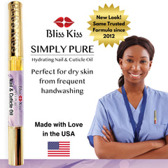 Compact Bliss Kiss cuticle oil pen designed for easy storage.