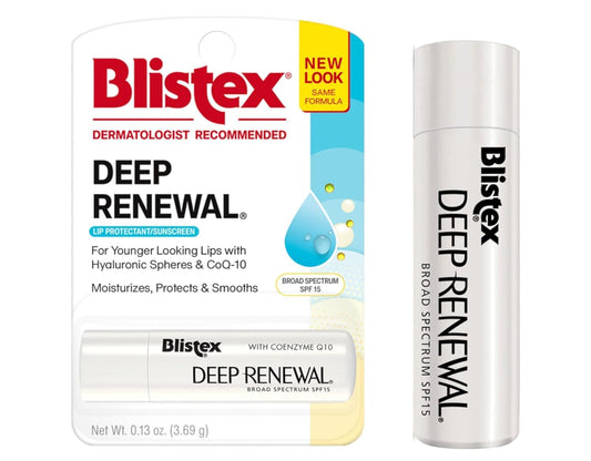 Blistex Deep Renewal twist-up shows easy, mess-free lip care.