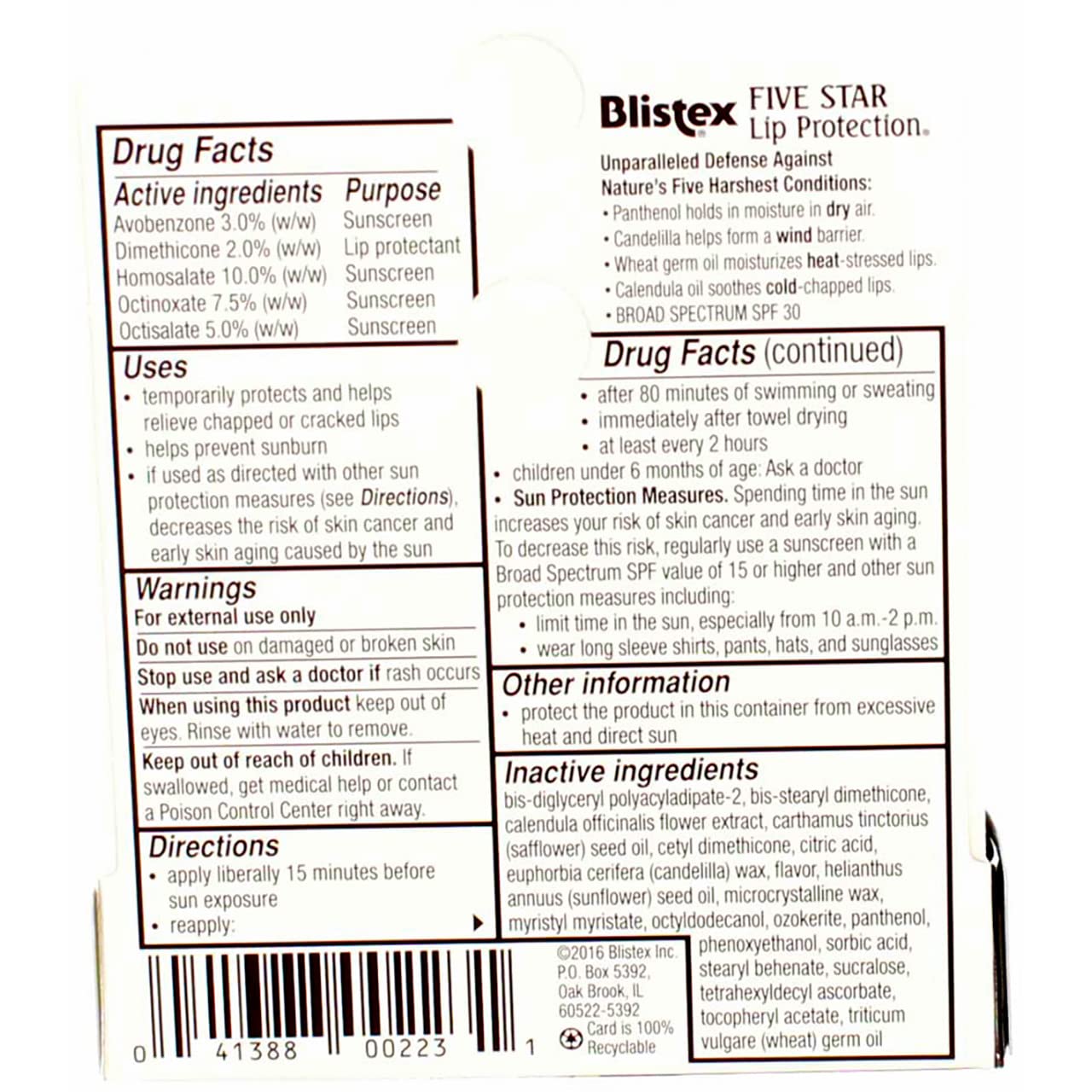 Blistex Five Star Lip Protection SPF 30 pack 12 view emphasizes bulk value