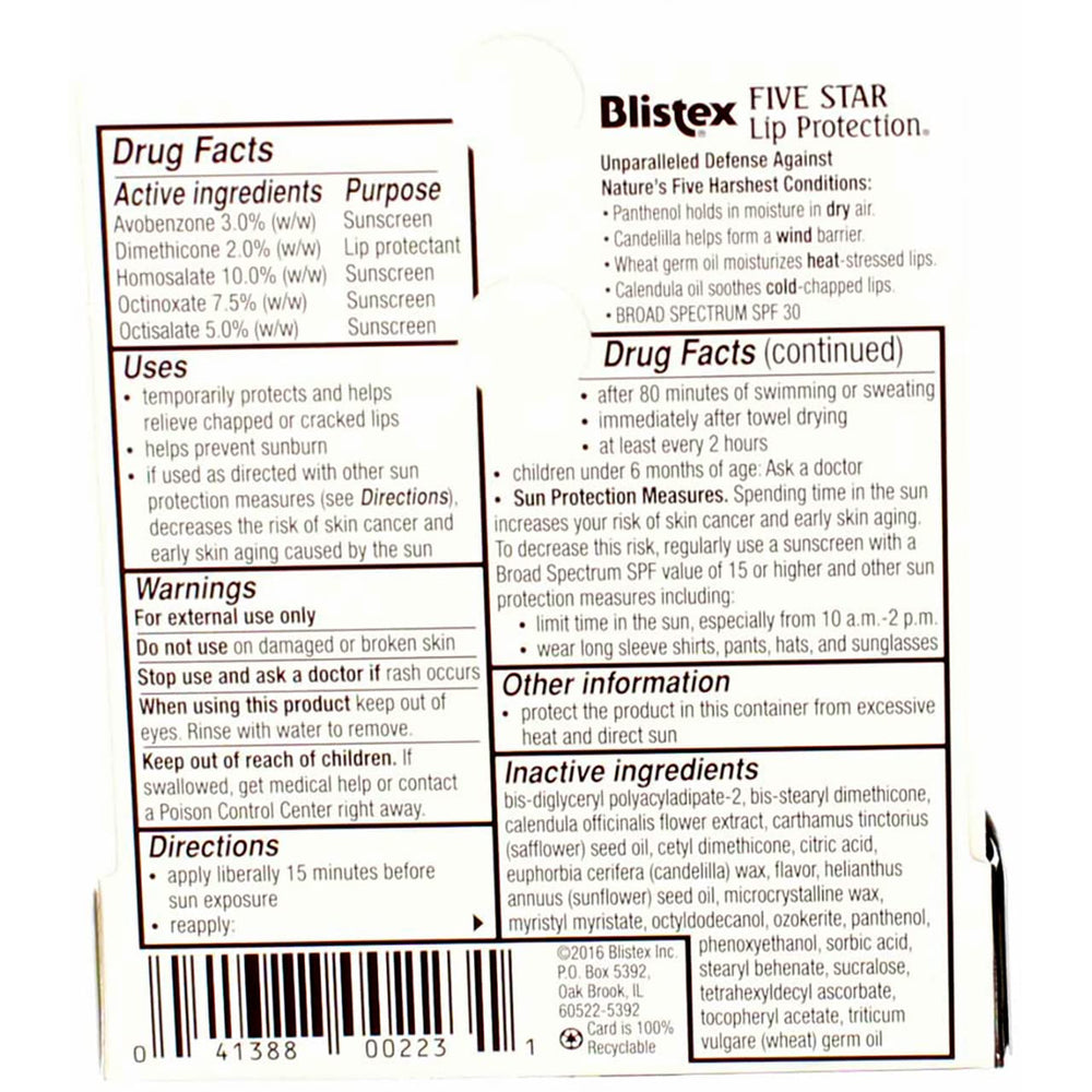 Blistex Five Star Lip Protection SPF 30 pack 12 view emphasizes bulk value