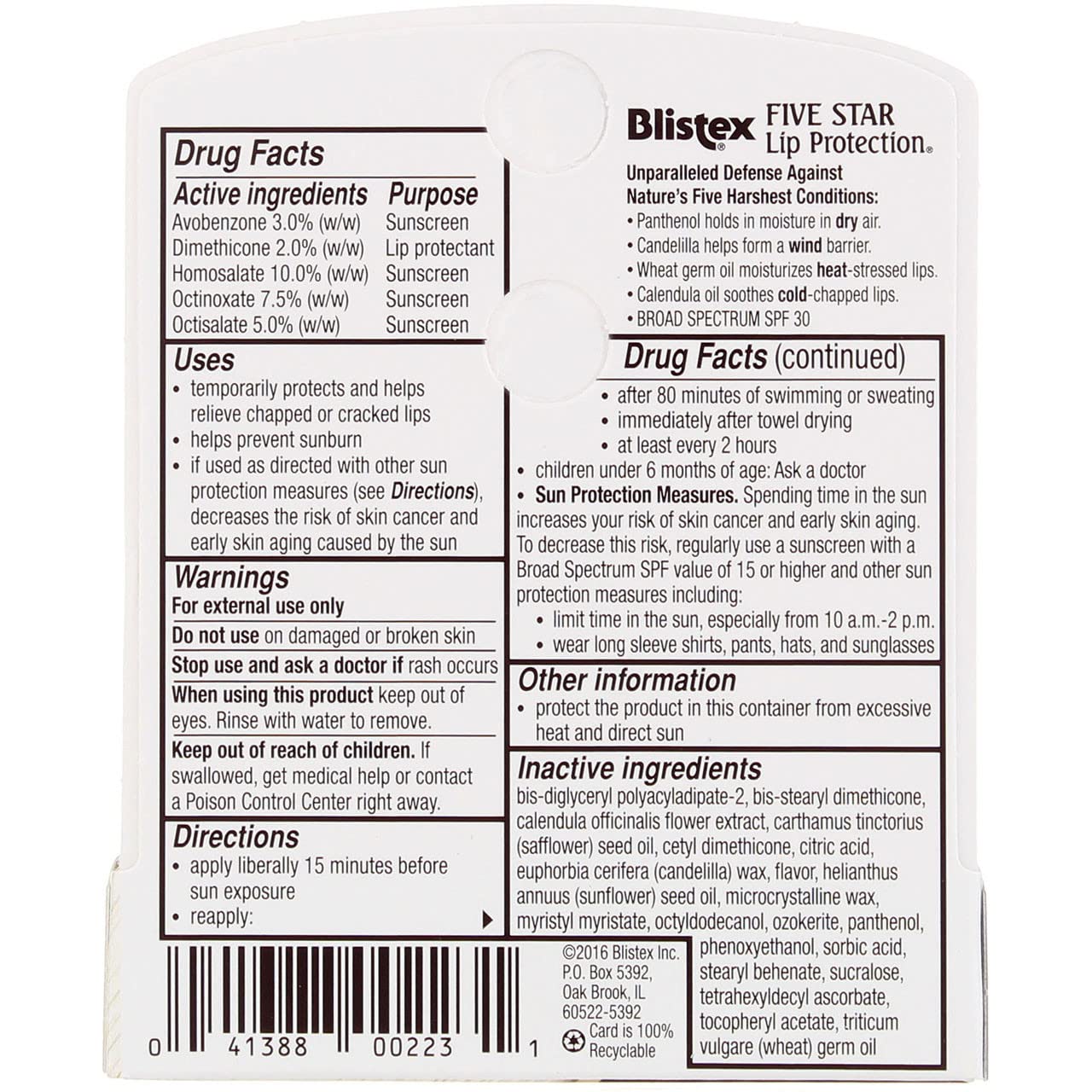 Blistex Five Star Lip Protection SPF 30 pack shot highlights value pack