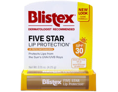 Blistex Five Star SPF30 lip protectant pack-12-tubes for family use and sun protection.