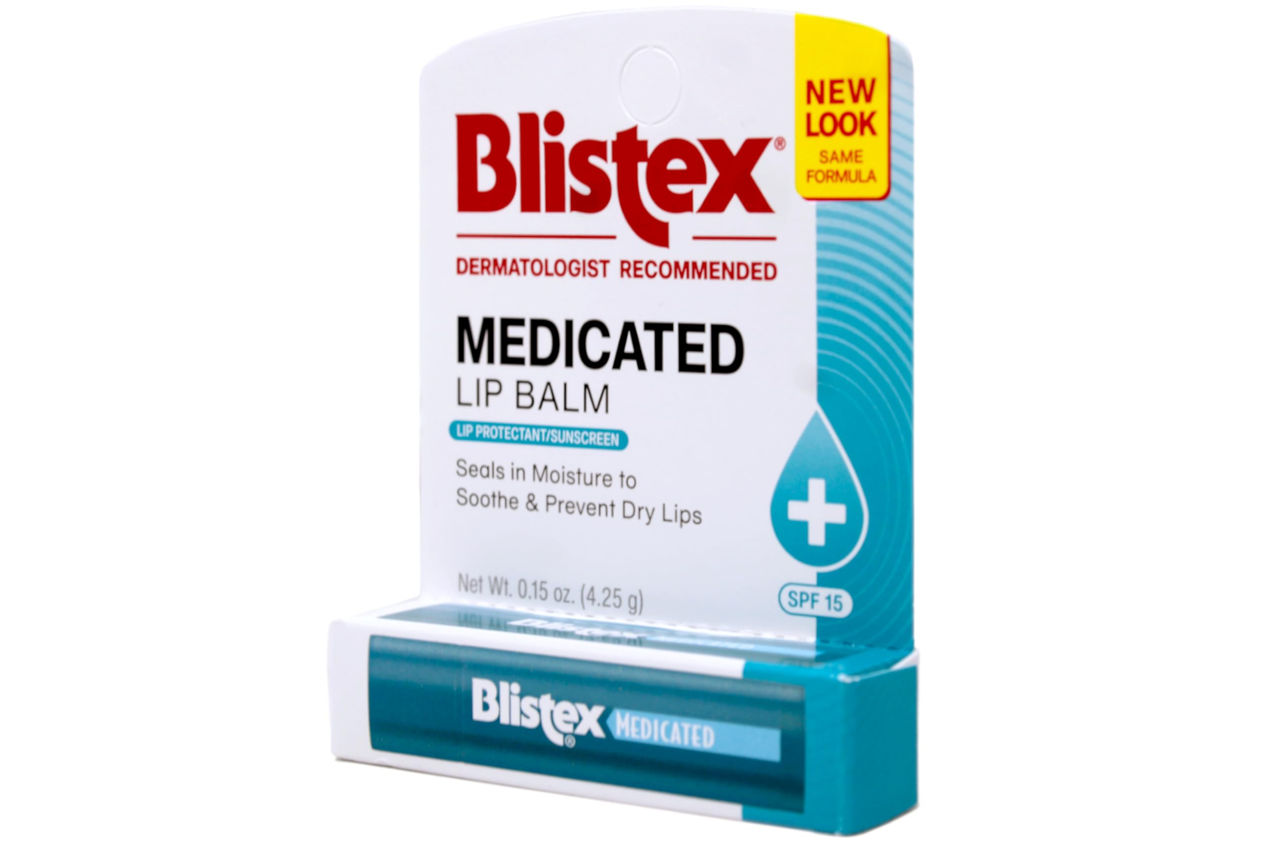 Hydrating Blistex lip balm seals in moisture for soft lips.