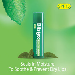 Blistex lip balm seals in moisture for long-lasting hydration.