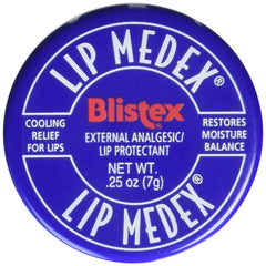 Blistex Lip Medex stick close-up showing menthol and camphor for lip care