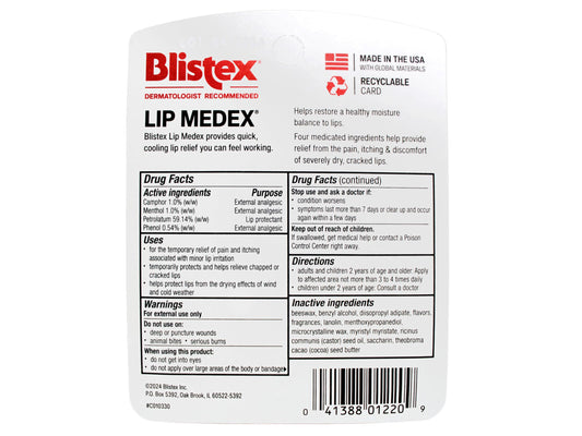 Blistex Lip Medex applying on lips with quick cooling relief.