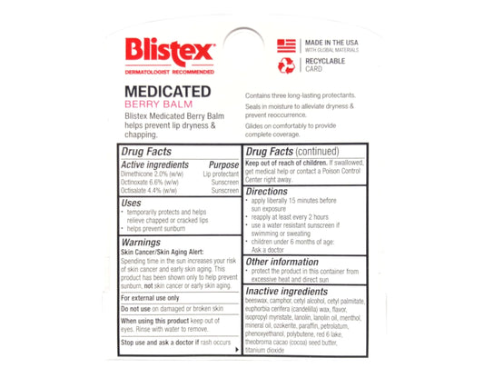 Blistex Medicated Berry Balm pack of seven for on-the-go lip care.