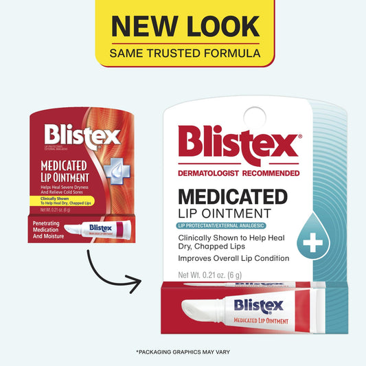 Pack of Blistex medicated lip ointment tubes for reliable lip care