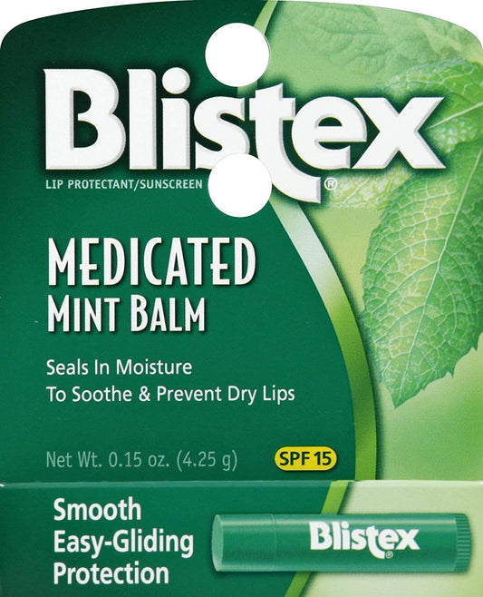 Blistex Medicated Mint Balm SPF 15 pack of 9 tubes, convenient lip care everywhere.