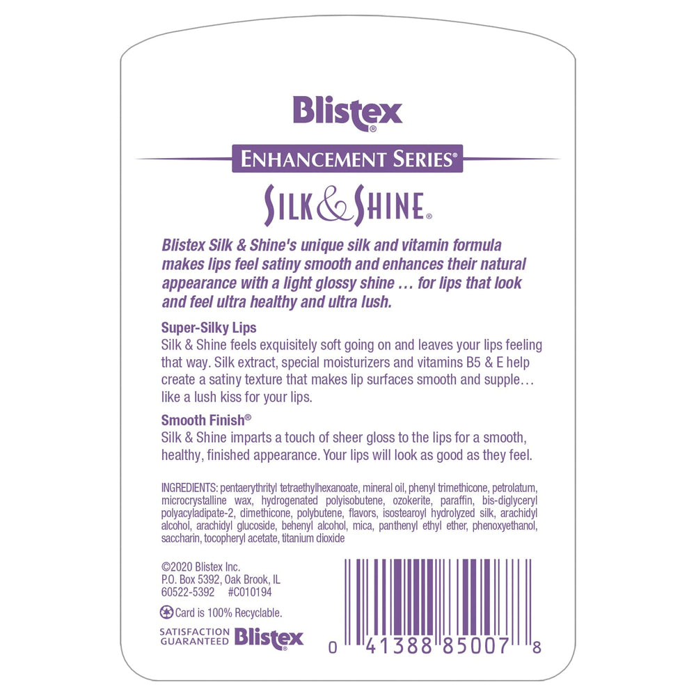 Blistex Silk & Shine lip balm glossy finish adds subtle sheen to daytime looks.