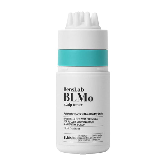 BLMo Scalp Toner bottle supporting a balanced scalp for healthier roots