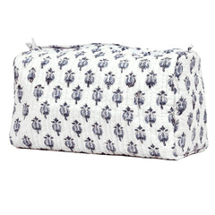 BLOCK N STYLE cotton toiletry bag with floral print, soft fabric ideal for travel cosmetics.