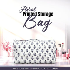 BLOCK N STYLE toiletry bag in white, main compartment open for easy organization.
