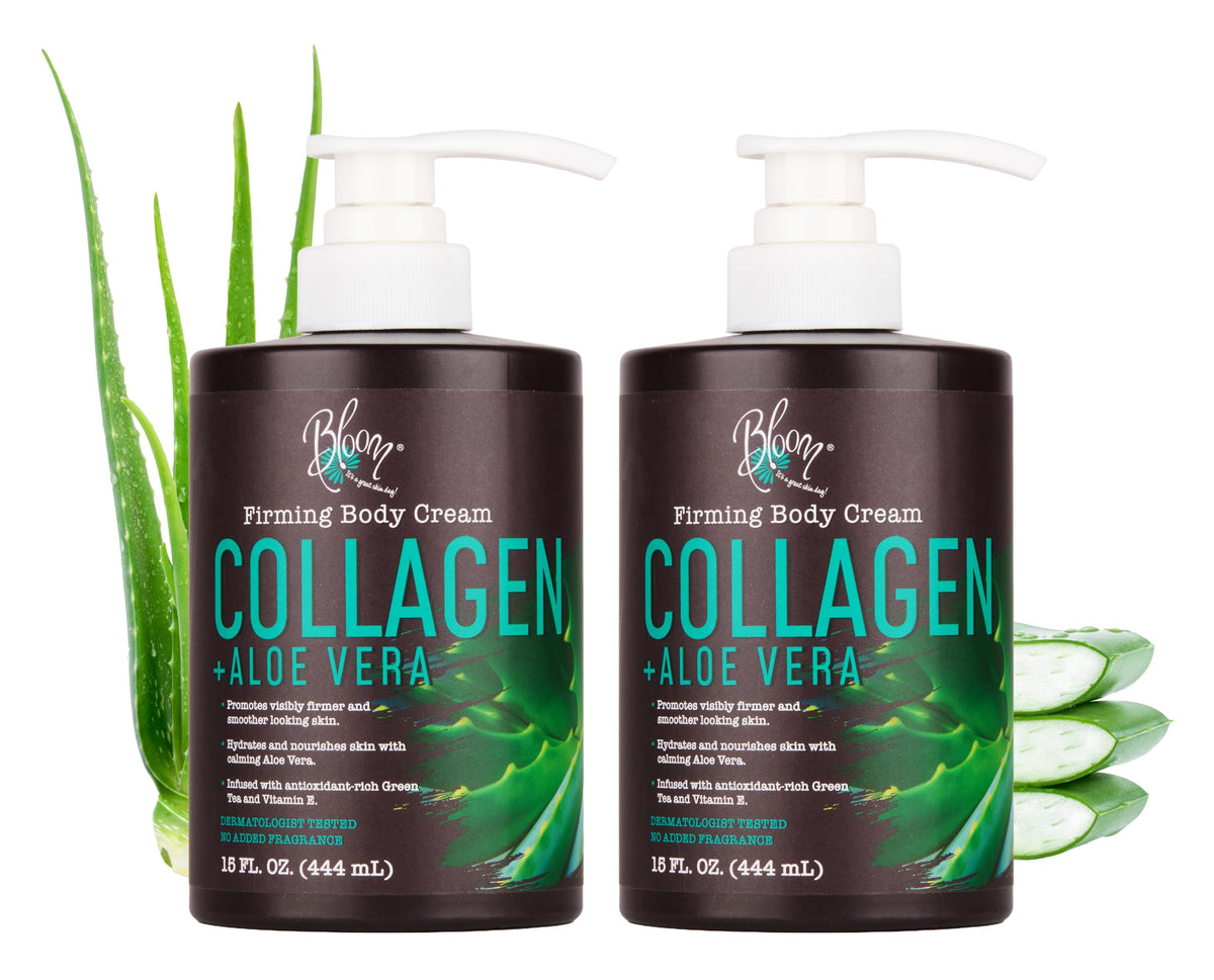 BLOOM collagen lotion bottle highlighting hydration for smoother skin