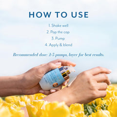 Bloomeffects Tulip Dew Serum sheer tint blends naturally for makeup-free looks.