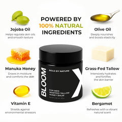 Bloomeo whipped texture closeup showing quick-absorbing formula for face and body.