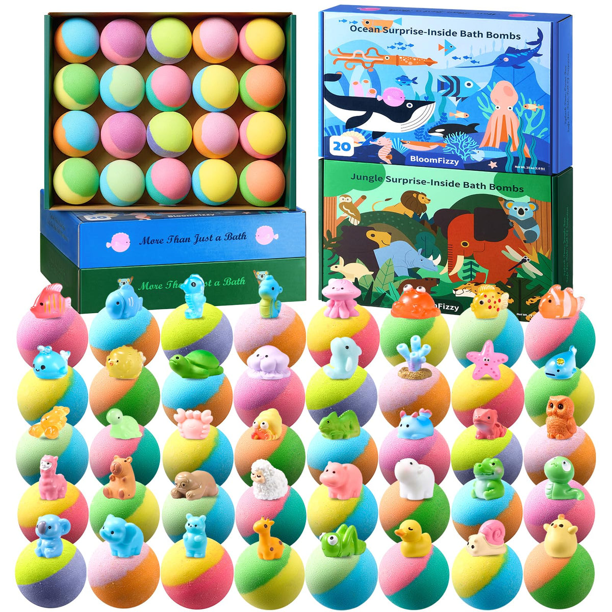 BloomFizzy ocean creatures bath bombs with hidden toy for kids' bath adventures