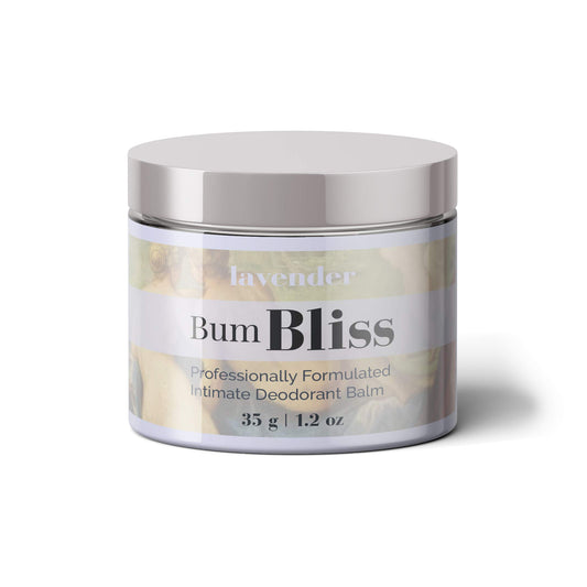 Bloomsdays Bum Bliss lavender balm applied to skin for instant odor control.