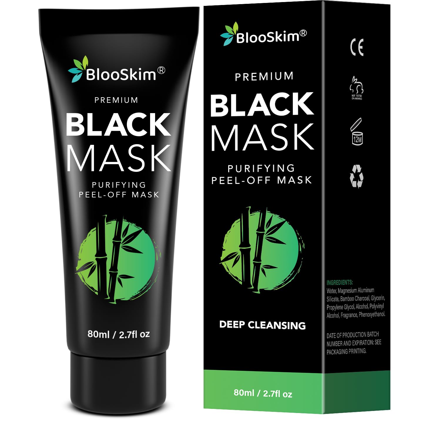 Blooskim Blackhead Remover Mask with charcoal peel-off for deep cleansing pores